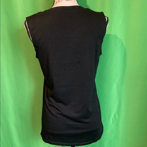 Black Sleeveless Top with Just Breathe Dandelion Print - Picture 3 of 4